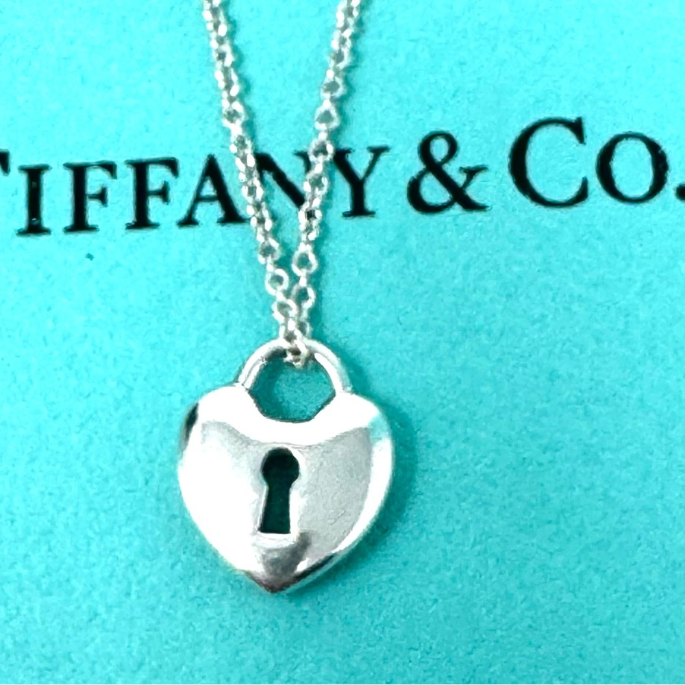 Authentic Tiffany & Co. Mini Heart Lock Necklace.